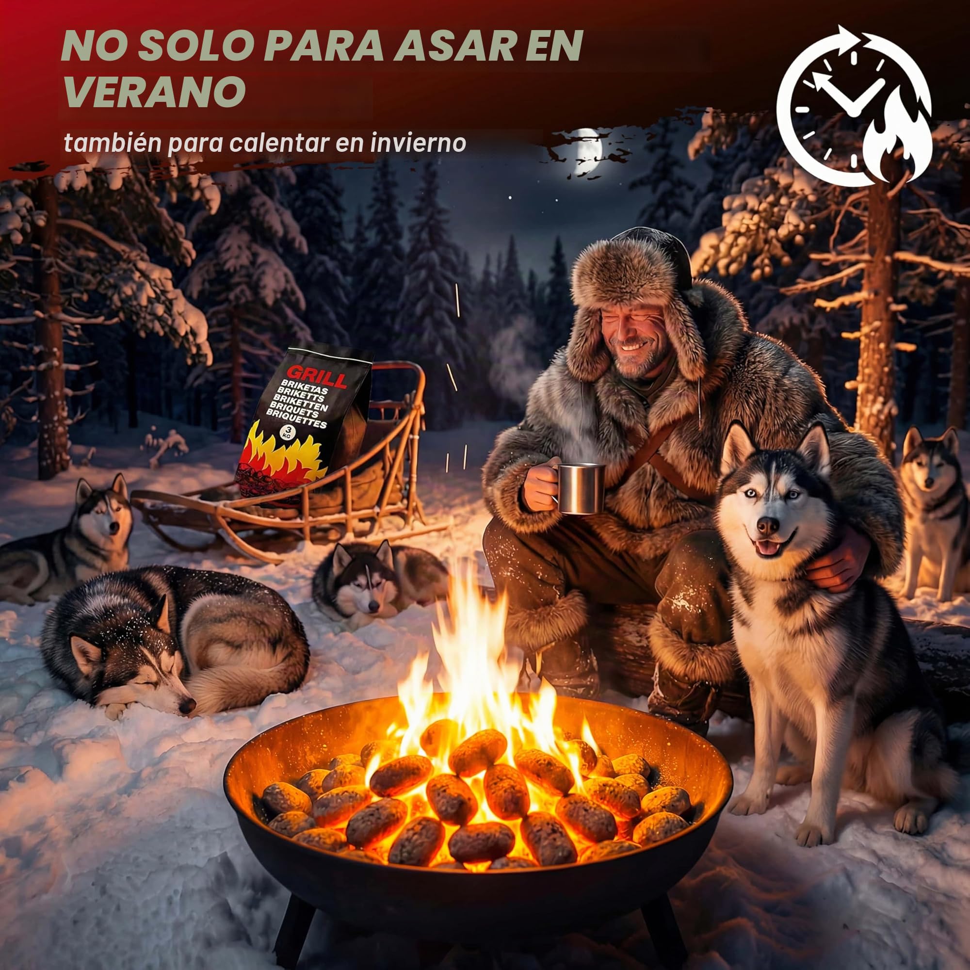 DEUBA® 27kg Briquetas de Carbón Vegetal para Barbacoa 9x3kg Brasas Bajas en Chispas y Calor Uniforme