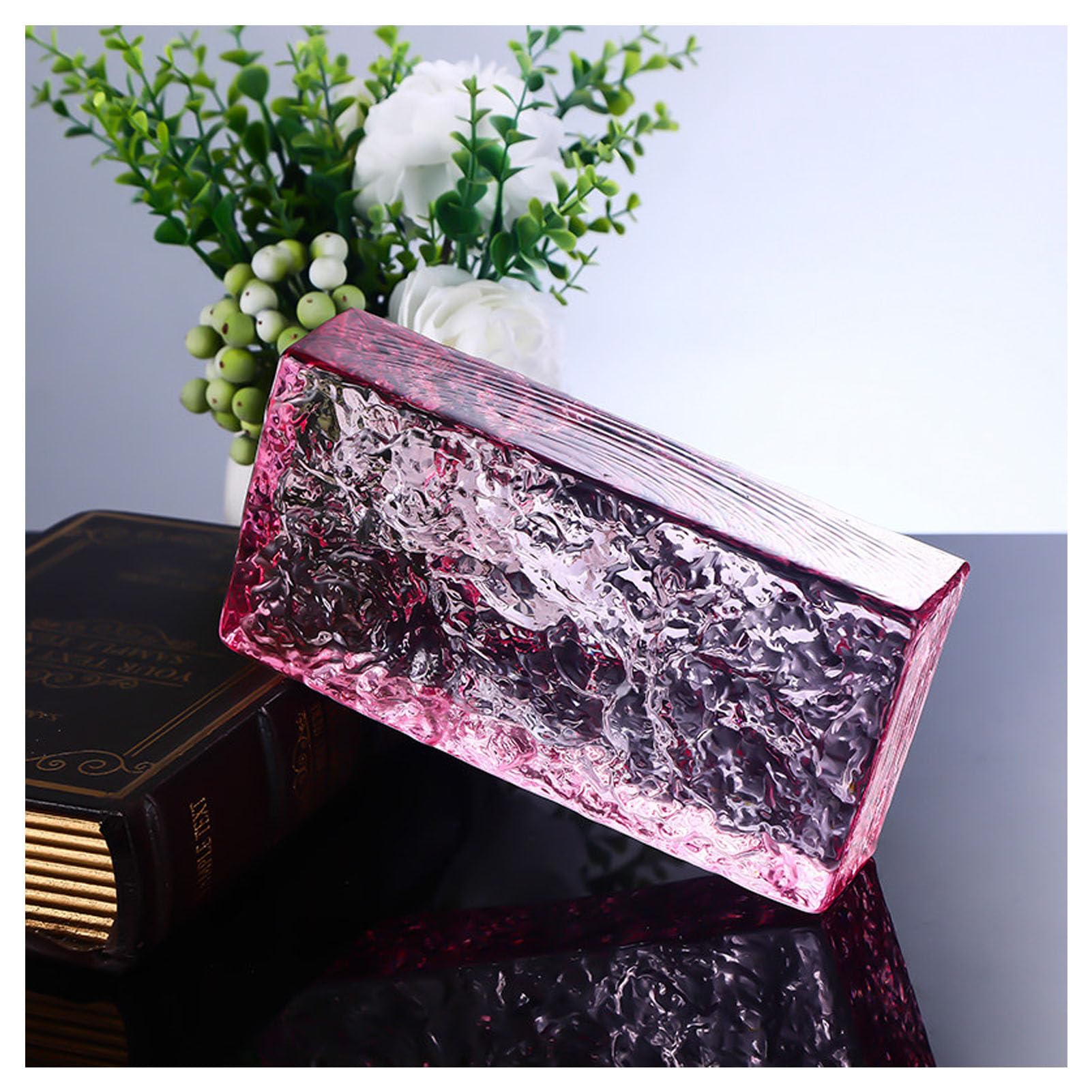 2pcs Bloques De Vidrio Macizo Transparente | Bloques De Vidrio Transparente con Textura De Cristal De Hielo para Paredes Divisorias Decorativas Separar Espacios