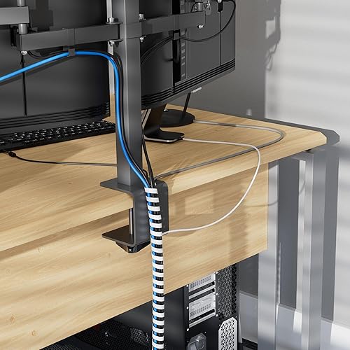 Miniatura 2 de D-Line Envoltura de cable blanco de 8.2 pies, funda de cable en espiral, se expande de 0.39 a 1.5 pulgadas de diámetro, envoltura a mano, color