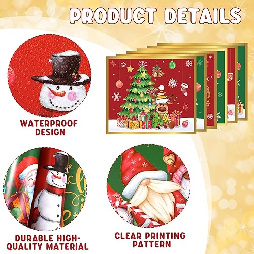 Miniatura 3 de Juego de 6 manteles individuales de Navidad 14 x 12 pulgadas manteles individuales de plástico de Navidad manteles individuales de muñeco de nieve