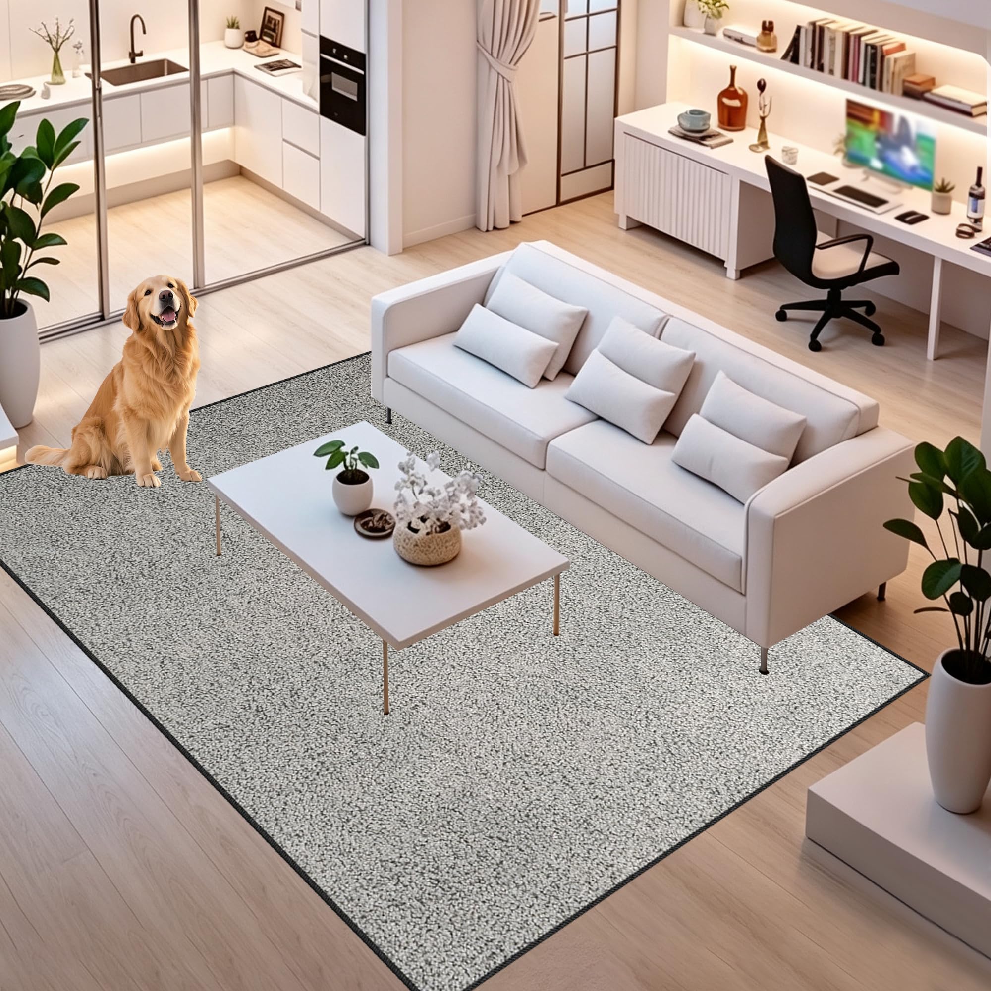 Antypoślizgowy dywan do salonu, można prać w pralce, mata z krótkim włosiem, 200 x 230 cm | Nadający się do prania dywan gamingowy do sypialni pokoju dziecięcego jadalni, biura, miękki antypoślizgowy dywanik pod łóżko