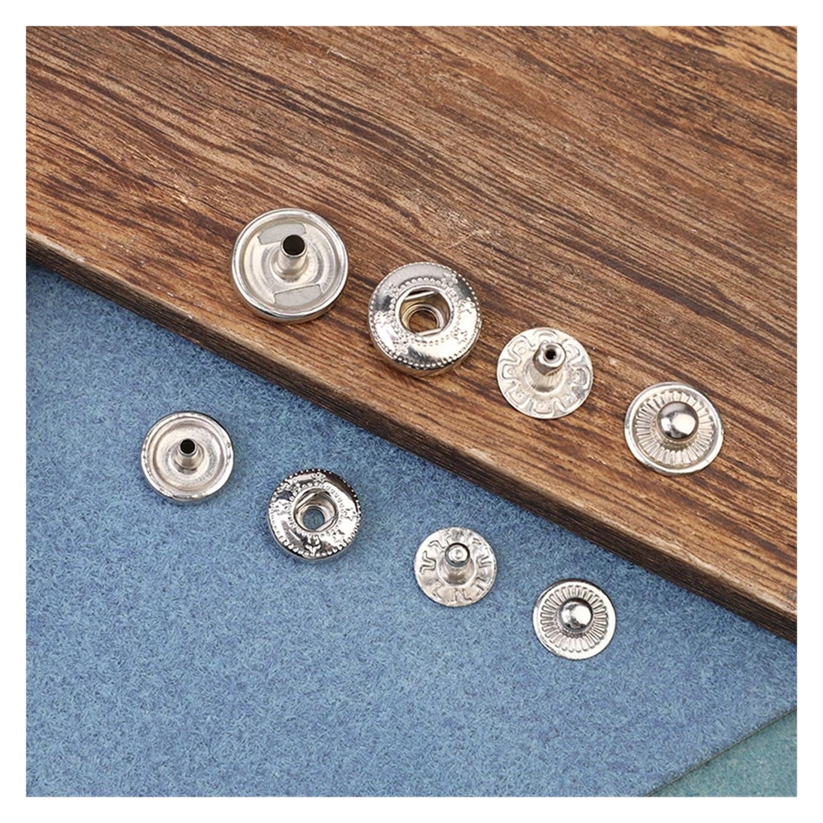 Juego de 50 Sujetadores artesanales de Cuero y Metal con Hebilla a presión Cuatro en Uno, Botones de presión for botón de Ropa con Herramientas de instalación(Type3)