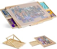 Vista 1 de Tektalk Mesa de Rompecabezas con Soporte/Bracket Ajustable Integrado y Cubierta Extraíble, Meseta de Madera de 3 Ángulos de Inclinación Tablero