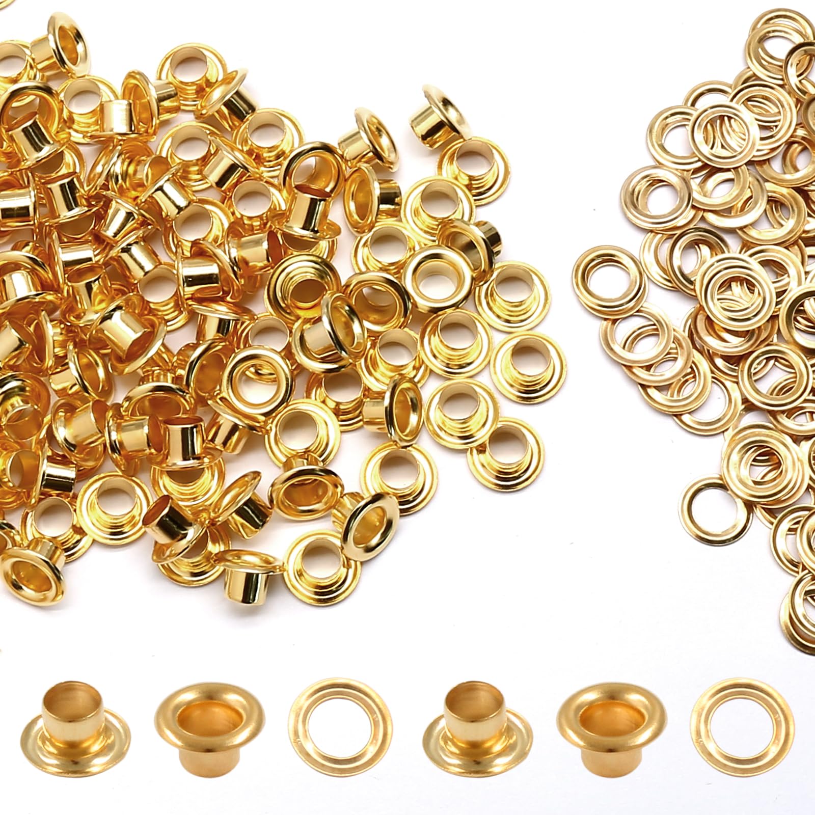 Gold Grommets Eyelets - 200 Pack -12 Gold Grommets Eyelets - 200 Pack -12