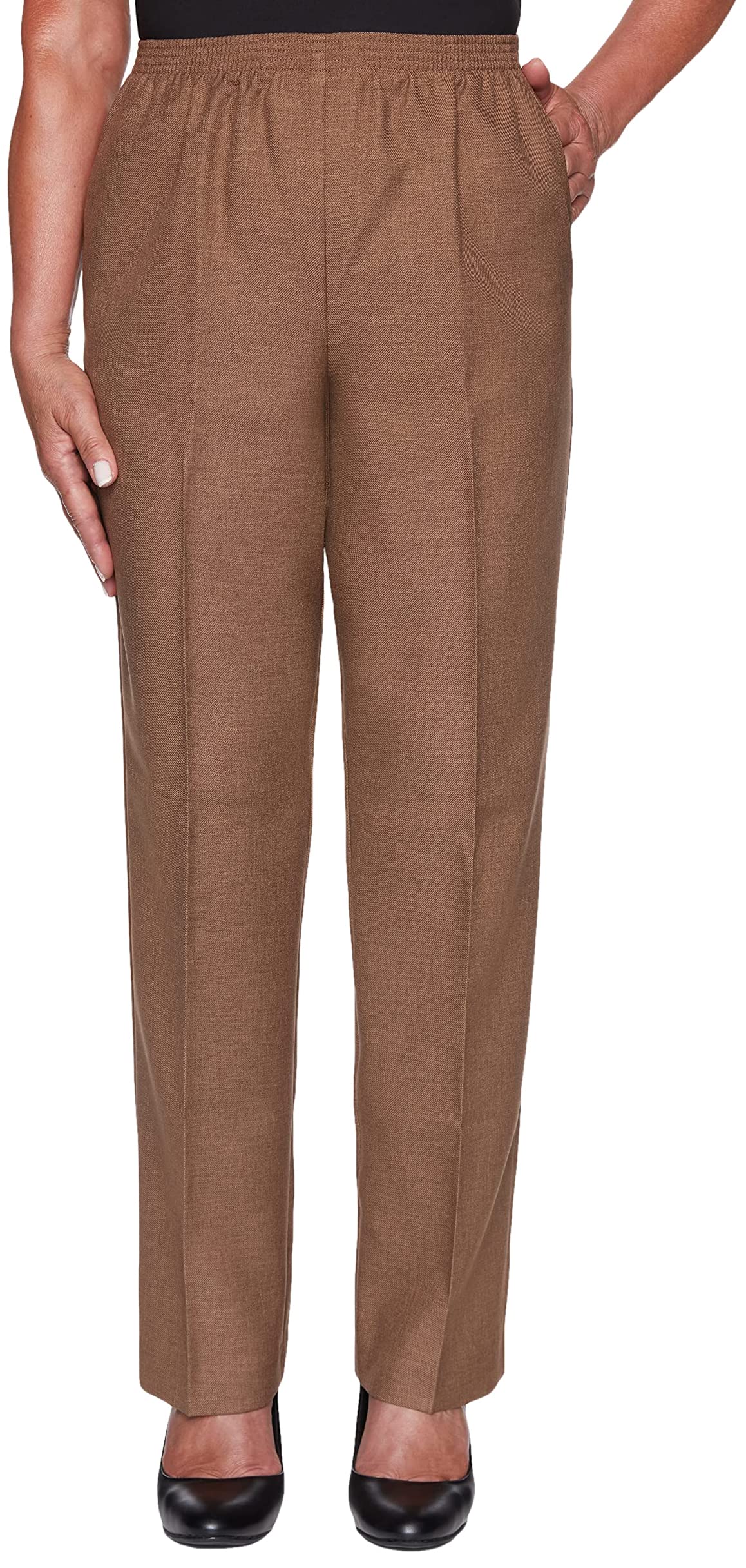 Alfred Dunner womens Plus-sizeclassic Signature Fit Textured Trousers With All-around Elastic Waistband Casual Pants Taupe 16 Plus