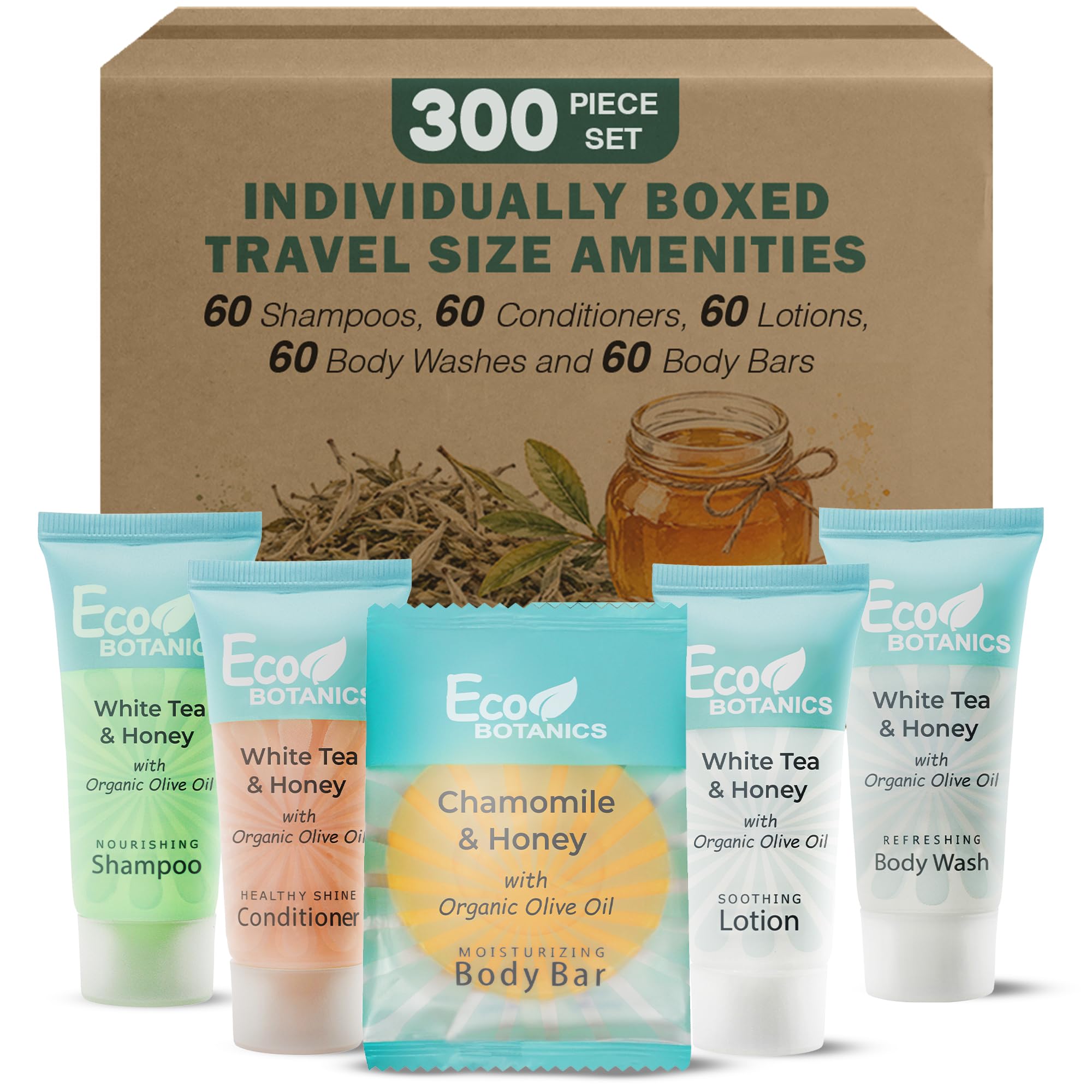 Eco Botanics Hotel Toiletries, Shampoo & Conditioner Amenity Set, 300-Piece 300 Pieces