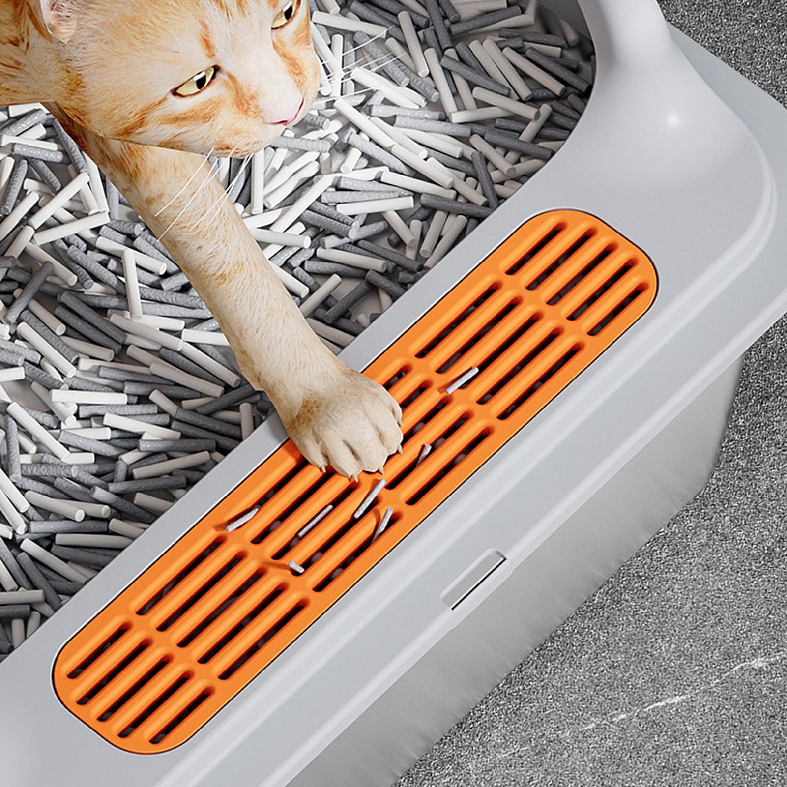 Fockety Lettiera per Gatti Chiusa in Acciaio Inossidabile, 19,7 X 13,8 X 7,9 Pollici Lettiera in Metallo con Lati Alti Anti-perdite, Antiaderente, di Grande capacità, Lettiera per (Grande)