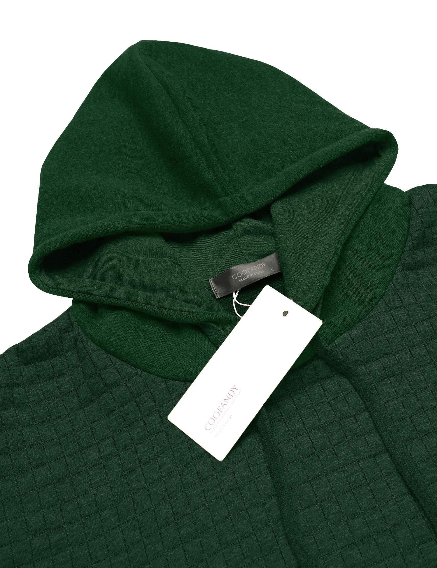 COOFANDY Felpa con Cappuccio da Uomo a Maniche Lunghe da Lavoro Pullover Jacquard a Quadri con Cappuccio