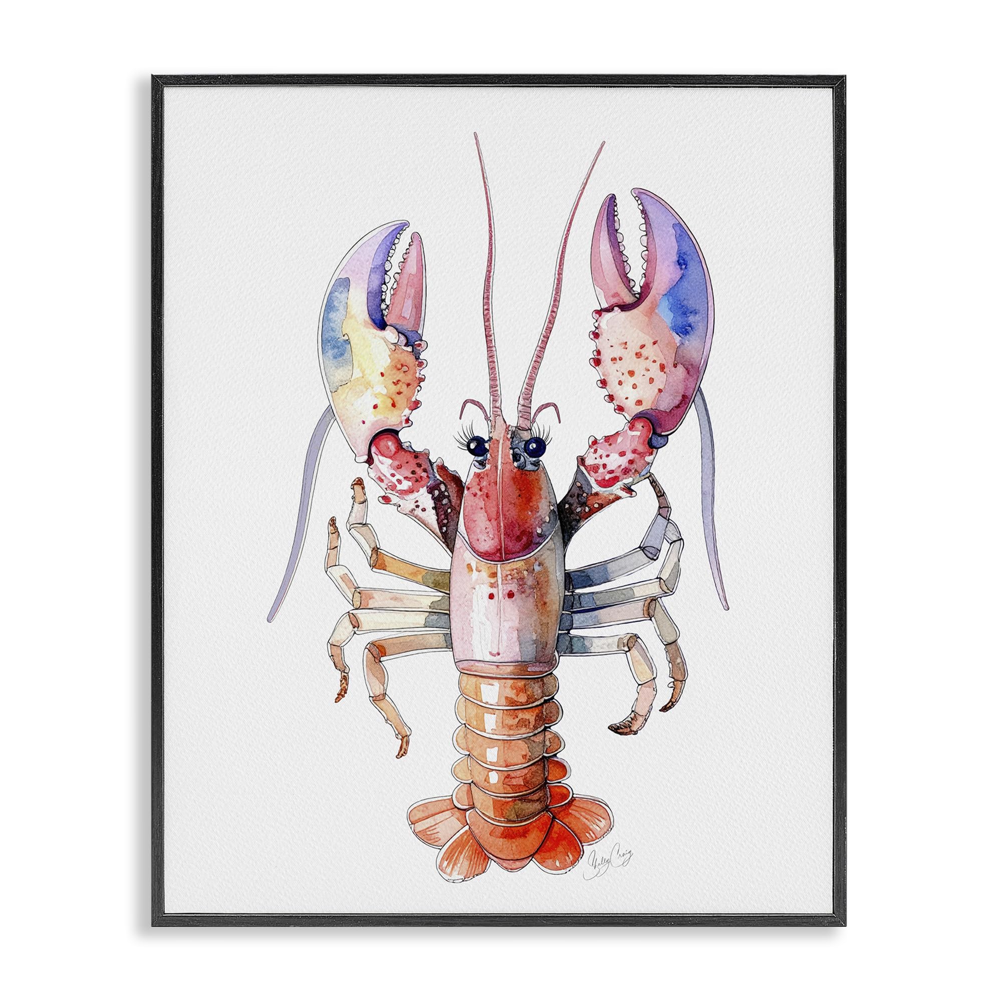Stupell Industries Midnight Black (Textured) 'Coral Claw Lobster'| Framed Giclee Art