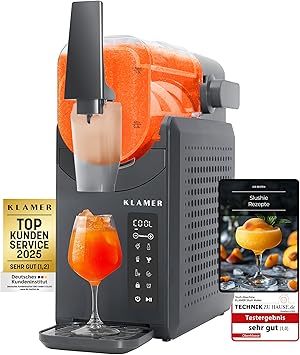 KLAMER Slush Maschine, mit 5 smarten Programmen: Slushie, Cocktail, Milchshake, Frappé, Wein, Automatische Reinigung, 2L Fassungsvolumen, Turbo Freeze, kein Eis erforderlich, mit digitalem Rezeptbuch