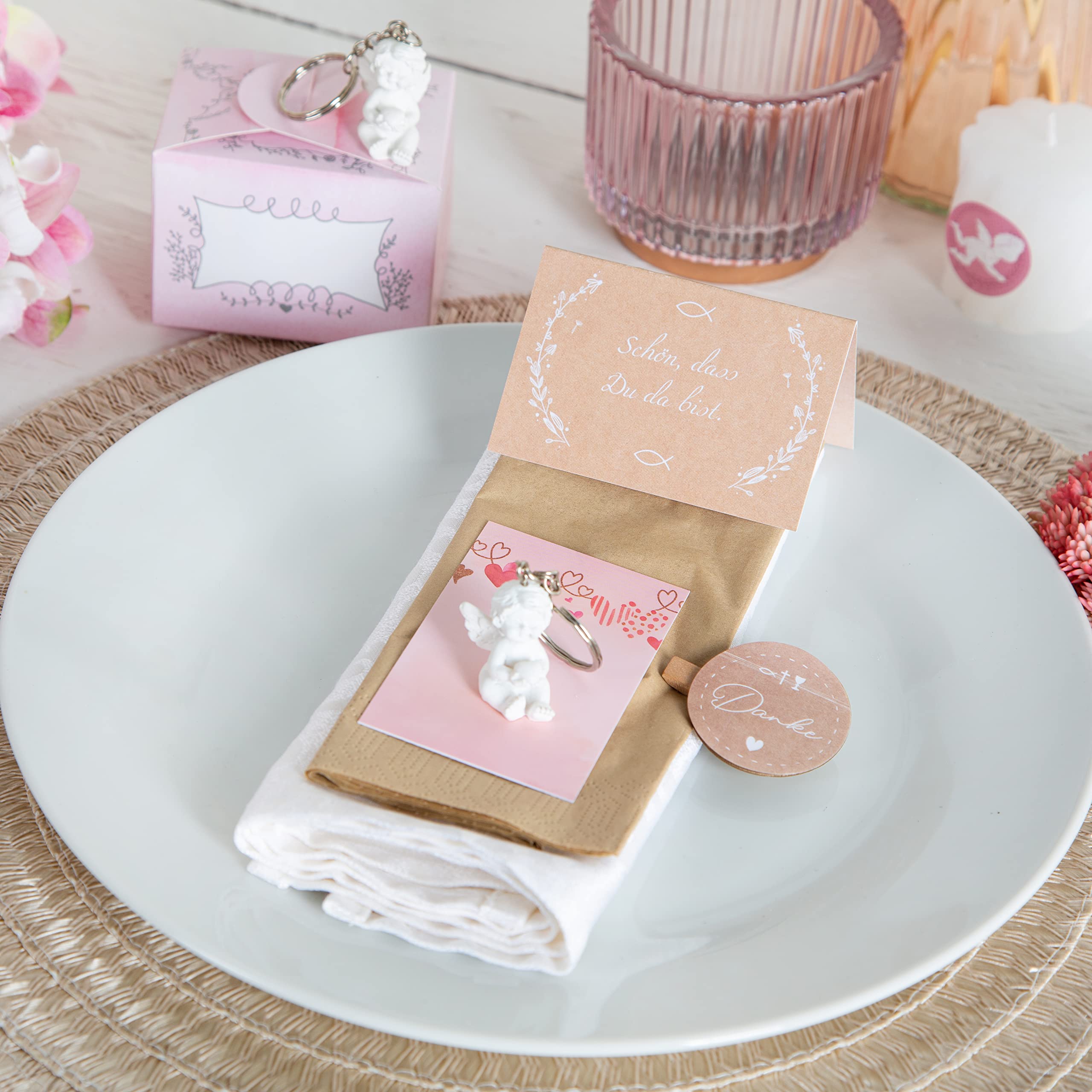 Logbuch-Verlag 10 Mini Angeli Custode – Poliresina Bianca, 3 Cm, Con Biglietto Rosa, Ideali Per Battesimo E Comunione - 4