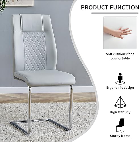 Miniatura 6 de Juego de mesa de comedor para 6, juego de sillas de cocina de 6, juego de comedor moderno con mesa de 63' de mármol y sillas tapizadas de PU para la