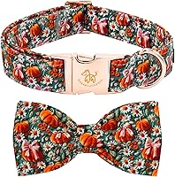 Vista 1 de Elegant little tail - Collar de otoño para mascotas con corbatín, lindo collar de Halloween con estampado de flores y calabaza para cachorros