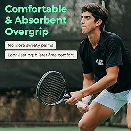 ADV Dry Tennis Overgrip Tape - 3, 12, 30, 60 Pack - FeltTac Tennis Racket Grip Tape - Ultra Absorbent Tennis Grip Tape - Comfort Tennis Racket Grips - Tennis Grips Overgrip (12-Pack White Perforated)