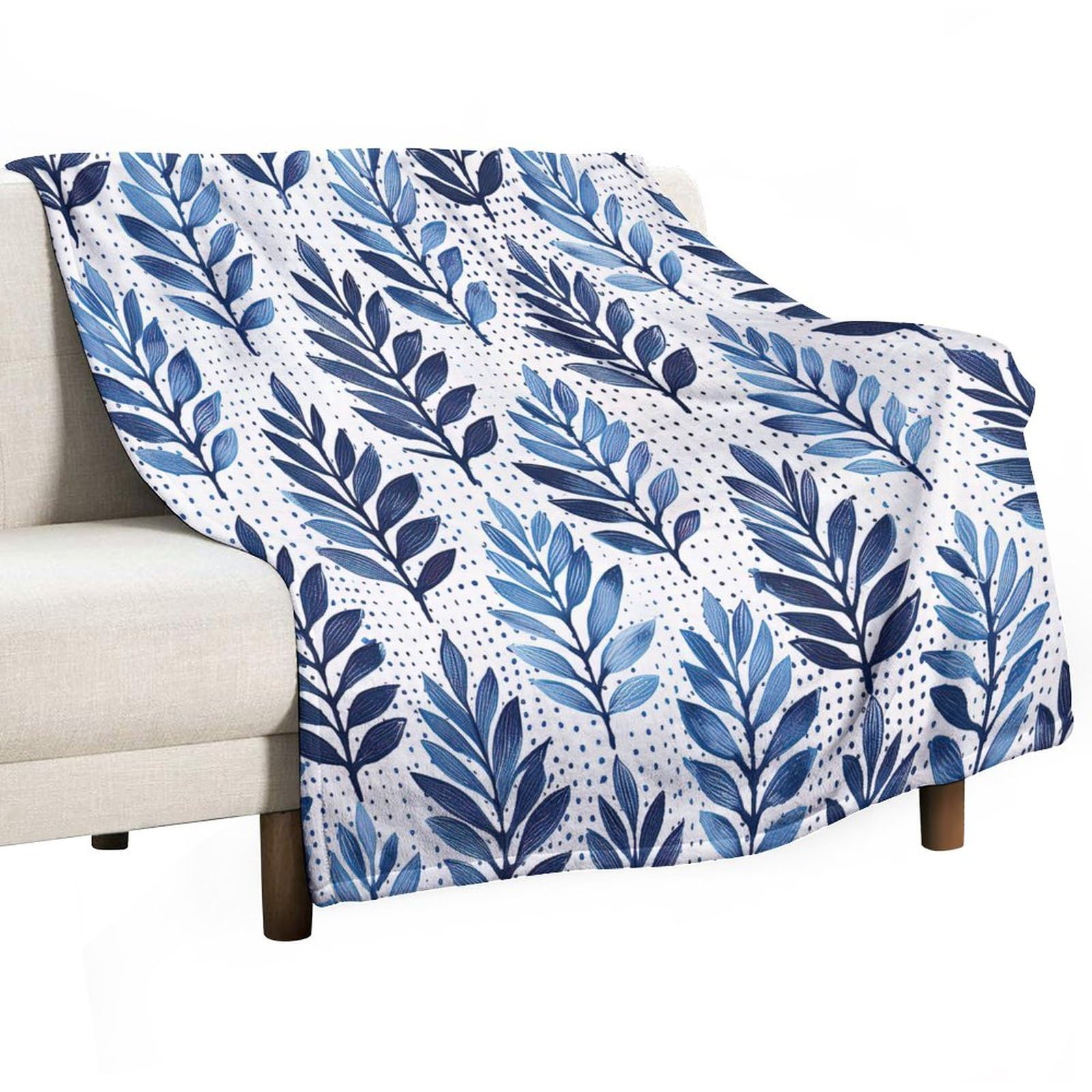 Couverture polaire anti-froid légère bleu indigo grand lit et canapé