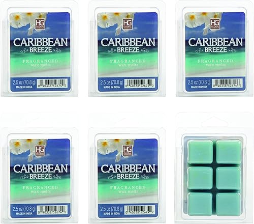 Miniatura 2 de Hosley Caribbean Breeze - Juego de 6 cubos de cera para derretir de 2.5 onzas cada uno. Cera vertida a mano con aceites esenciales. Ideal para
