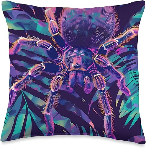 Retro Synthwave Tarantula Art Poster Throw Pillow