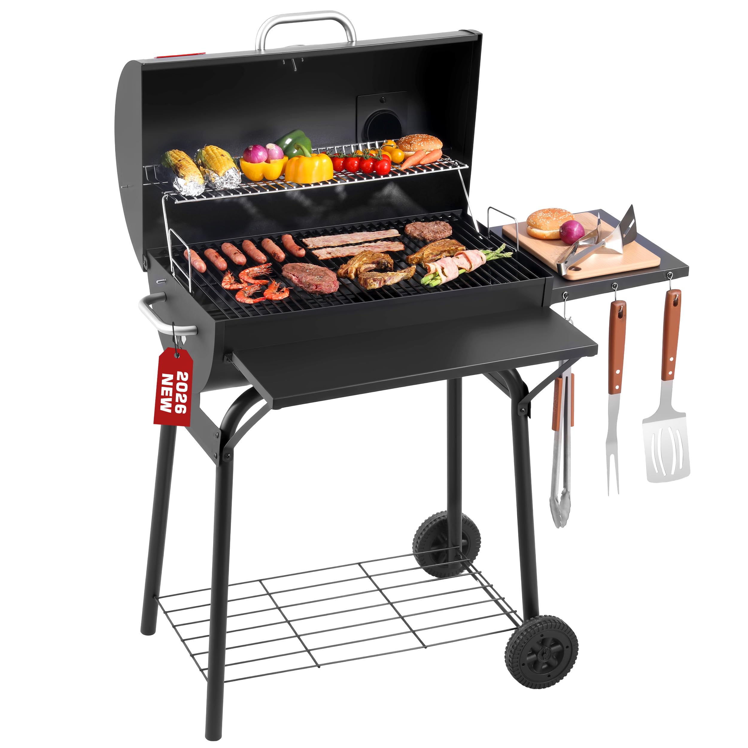 RYHOFOUD 554 Sq. In. Barrel Charcoal Grill