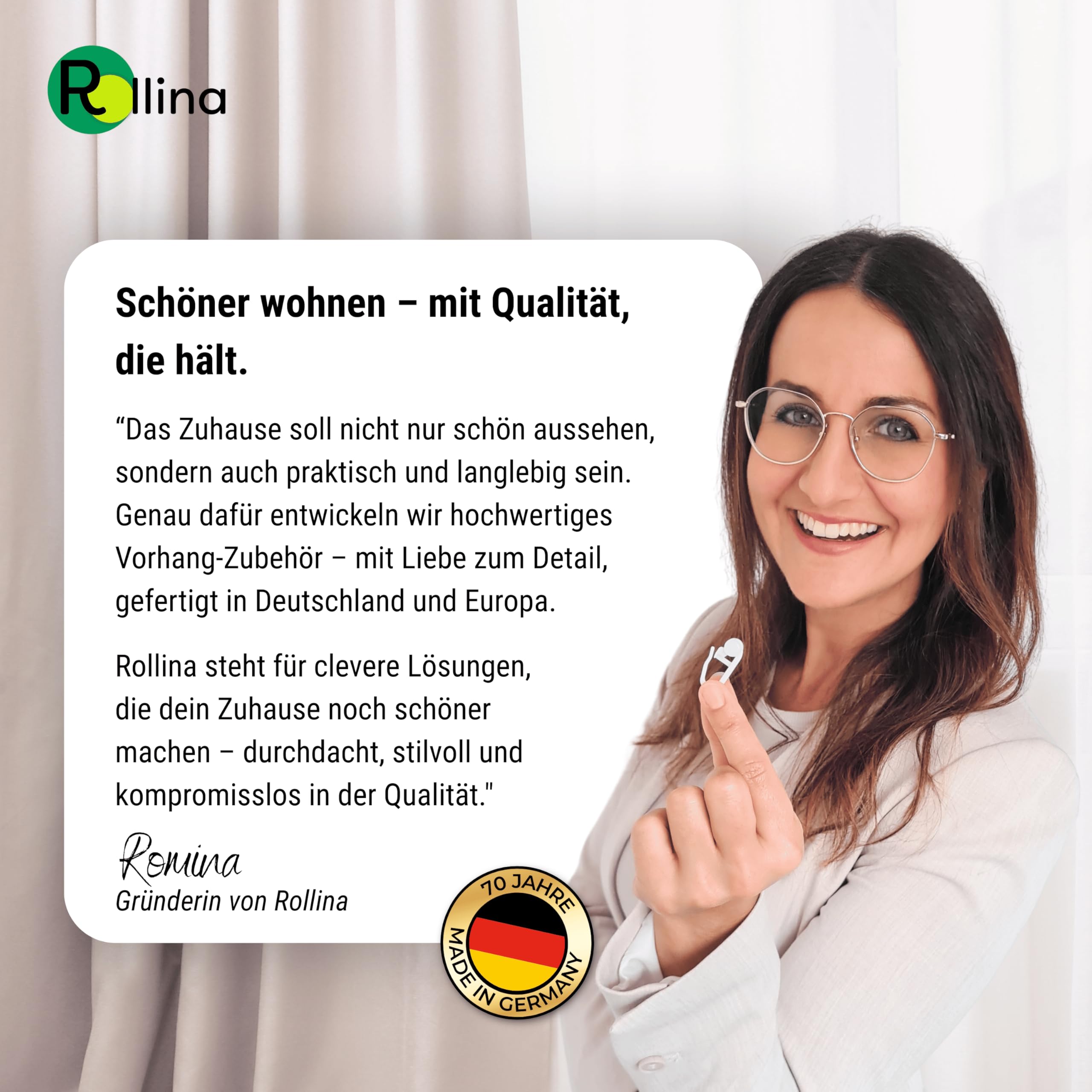 Rollina Klebehaken für Scheibengardinen (20 Stück) | Gardinenhaken für Gardinenstange ohne Bohren | Haken zum Einhängen | Fensterhaken, Gardinenhalter (20, Schwarz)
