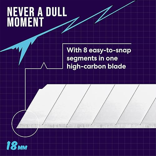 Miniatura 2 de Zoid Paquete de 10 cuchillas de acero a presión de 0.71 pulgadas, cuchillas afiladas de acero al carbono para corte en casa y proyectos, cuchillas