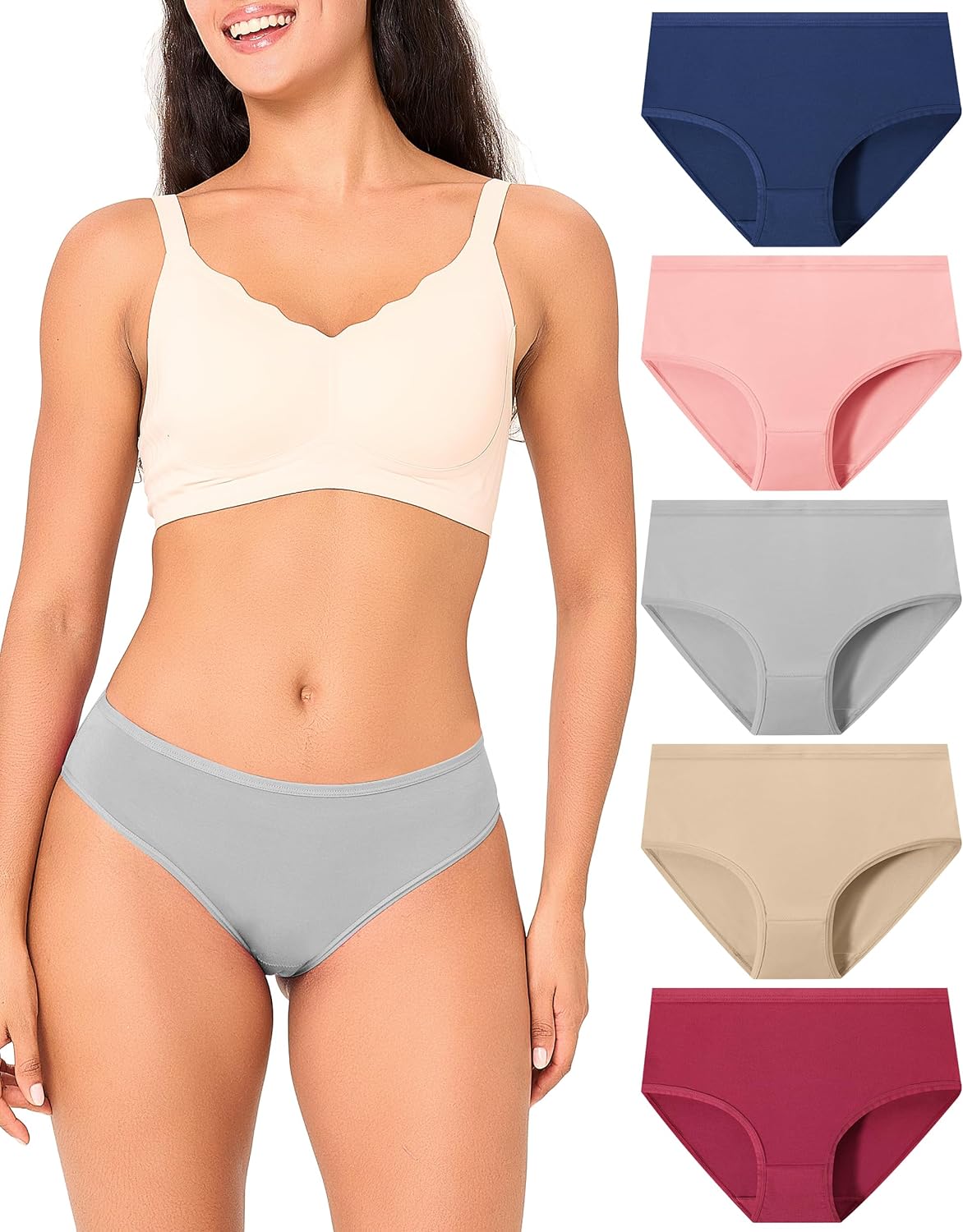 BAMBOO COOL Women's Cool Bikini Briefs for Women Lightweight Panties Stretchy Soft Breathable Underwear 5-pack