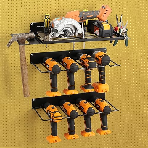 Miniatura 3 de YueTong Organizador de herramientas eléctricas soporte de pared para organizadores de herramientas organizadores de garaje de montaje gratuito y