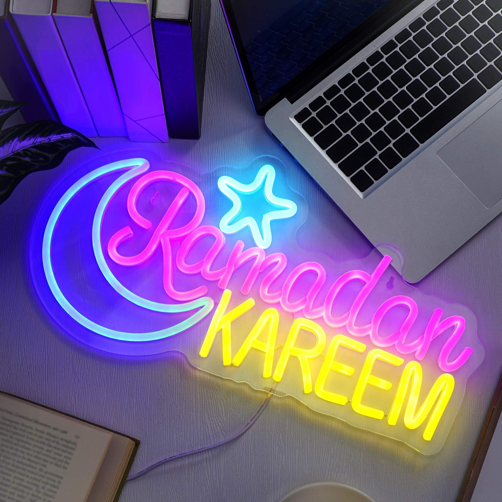 Glooglitter Ramadan Kareem Insegna al neon grande Eid Mubarak Decorazione per la casa Decorazione per le vacanze islamiche Ramadan Mubarak Decorazione al neon Segno Luce al Neon Ramadan Celebrazione