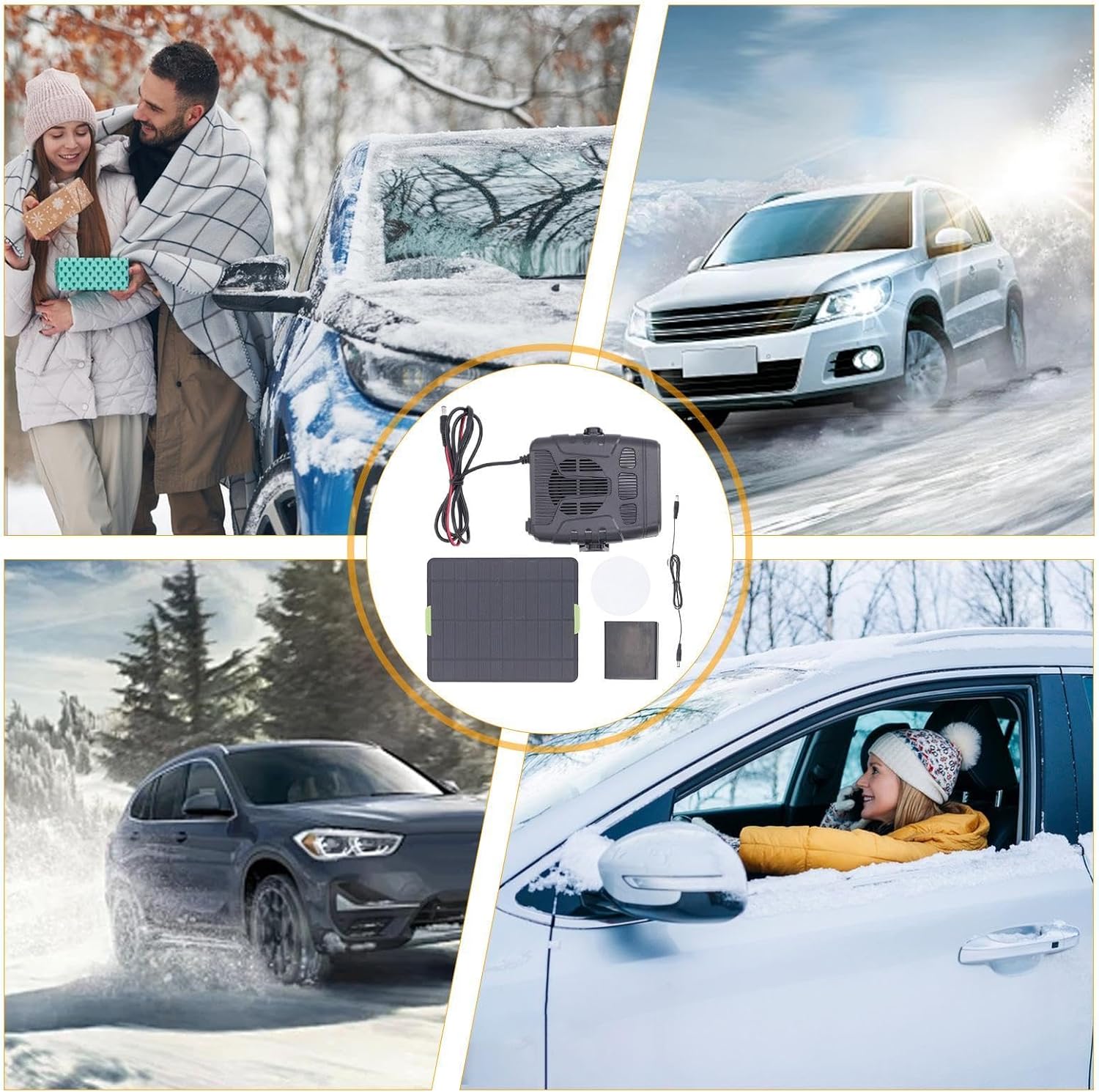 Windshield Defogger Solar Car Electric Heater Solar Windshield Defogger Automobile Windscreen Fan Fast Heating Car Warmer Car Gadgets