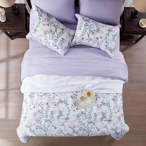 Miniatura 11 de Juego de edredón de 2 piezas para todas las estaciones, ultra suave, ligero, alternativo, reversible, floral, con edredón, funda de almohada 3 piezas