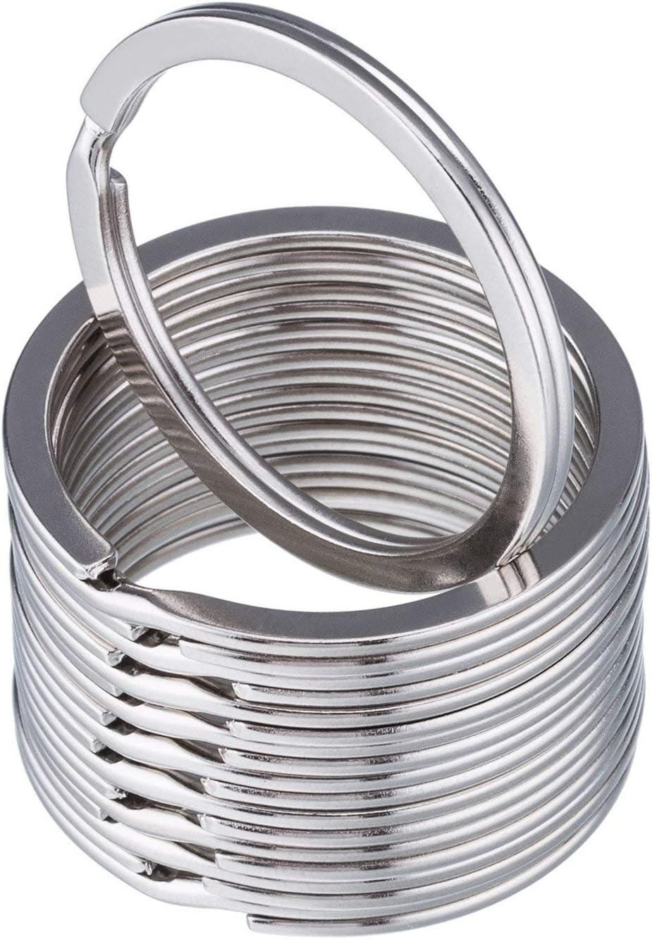 50 pcs 30mm Round Flat Key Chain Rings Metal Split Ring for Home Car Keys Organization, Silver