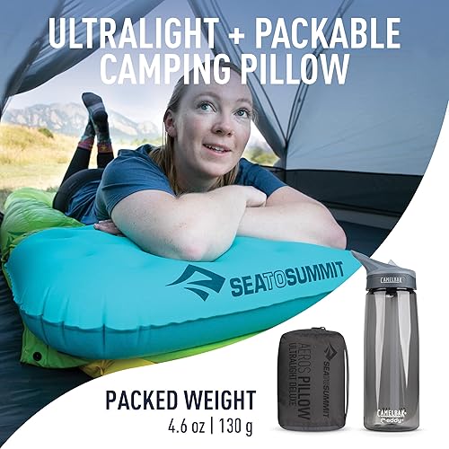 Miniatura 9 de Sea to Summit Aeros - Almohada inflable ultraligera para acampar y viajar, grande (17.3 x 12.6), espuma marina