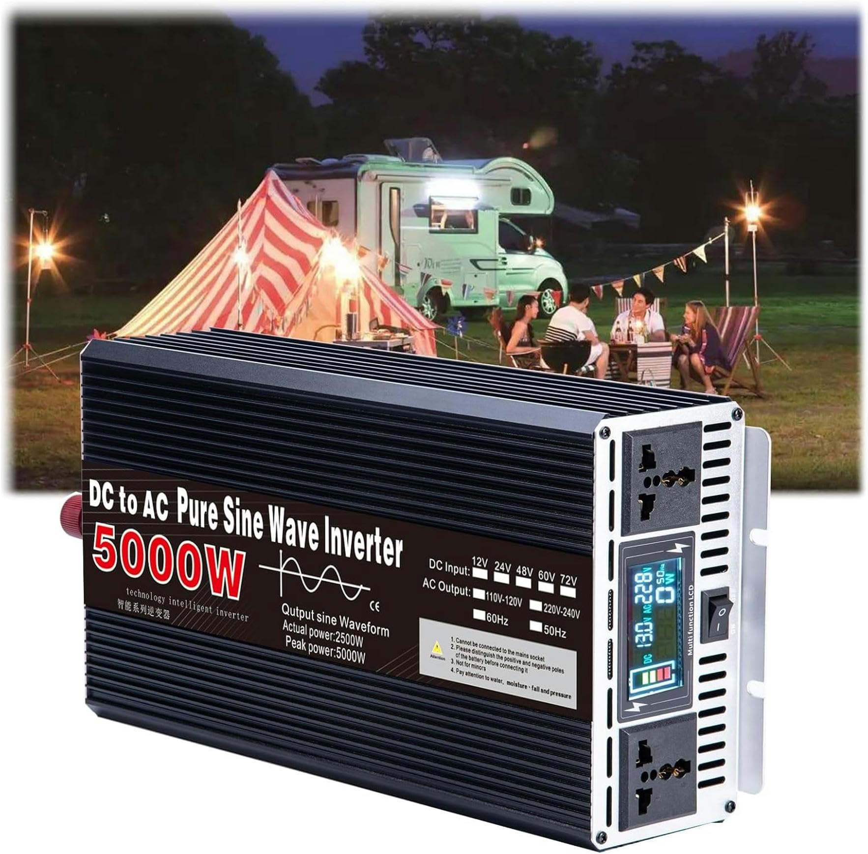 Onduleur solaire 5000W crête pour le confort en camping-car et maison