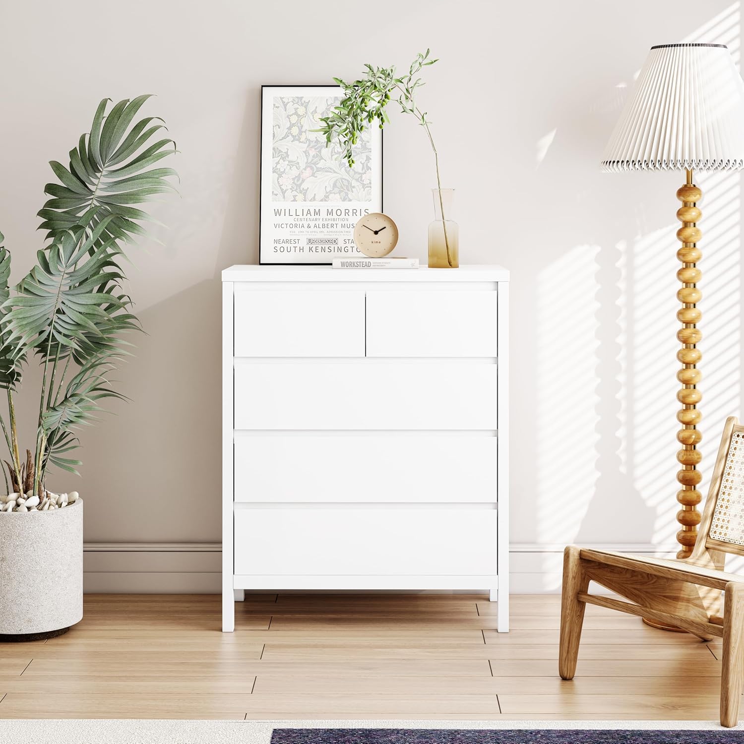 Ampela Storage Sideboard Nightstand with 5 Drawers