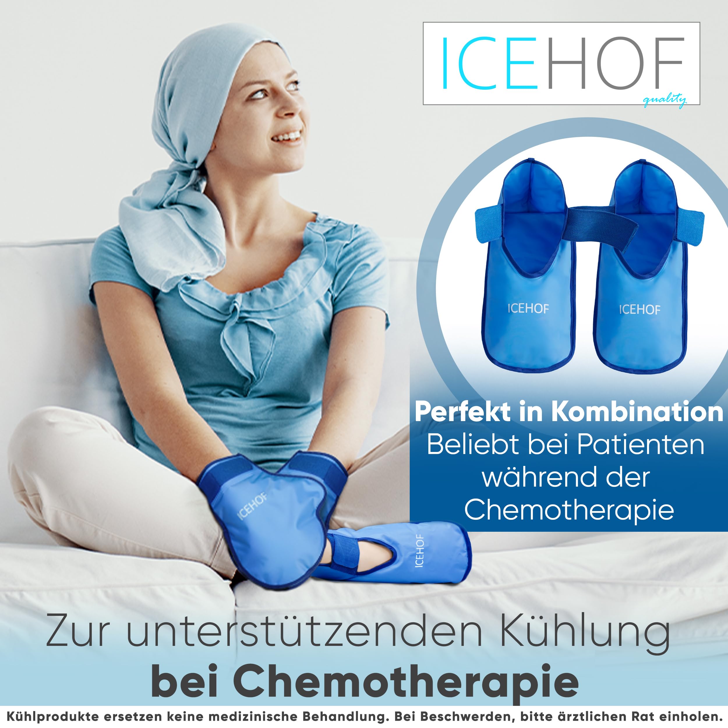ICEHOF Guanti refrigeranti [2X] Tessuto delicato – Guanti rinfrescanti per mani/dita per chemioterapia/reumatismi, guanti in gel