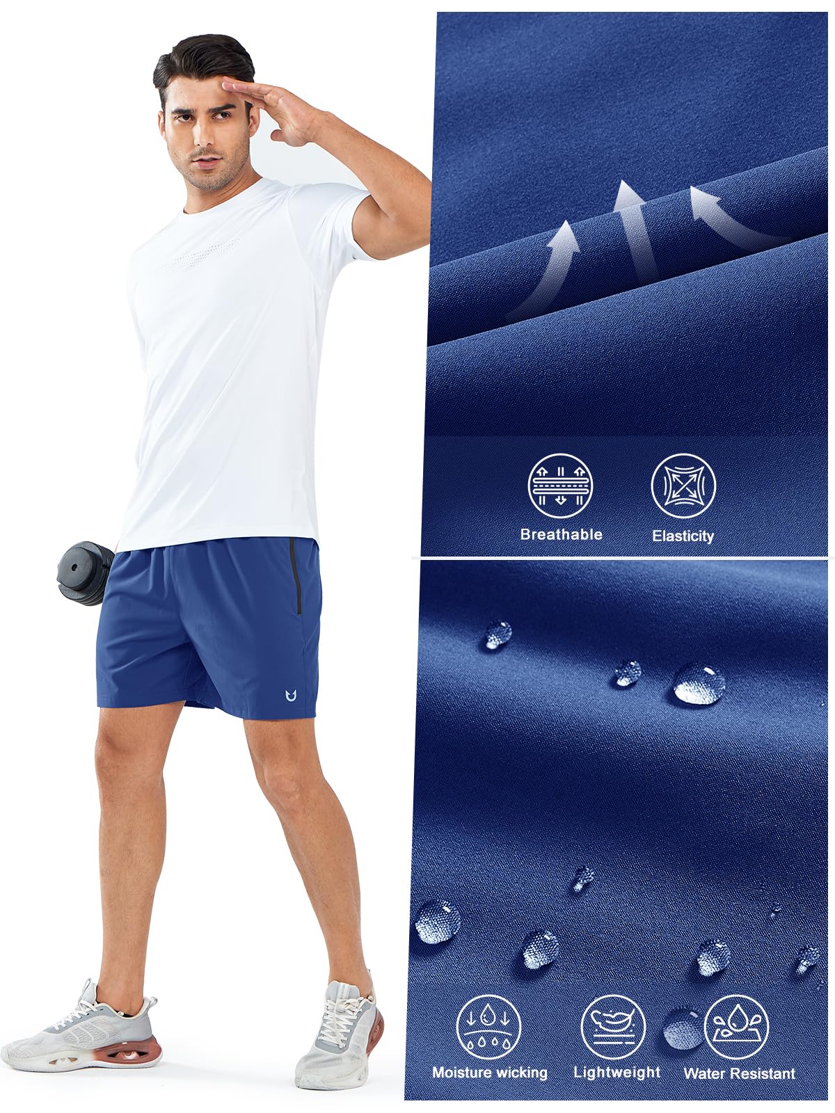 NORTHYARD Herren-Lauf-Shorts, schnelltrocknend, leicht, Sport, Fitnessstudio, Basketball, 17,8 cm, 22,9 cm, 12,7 cm, Tennis, Wandern, Königsblau, Mittel