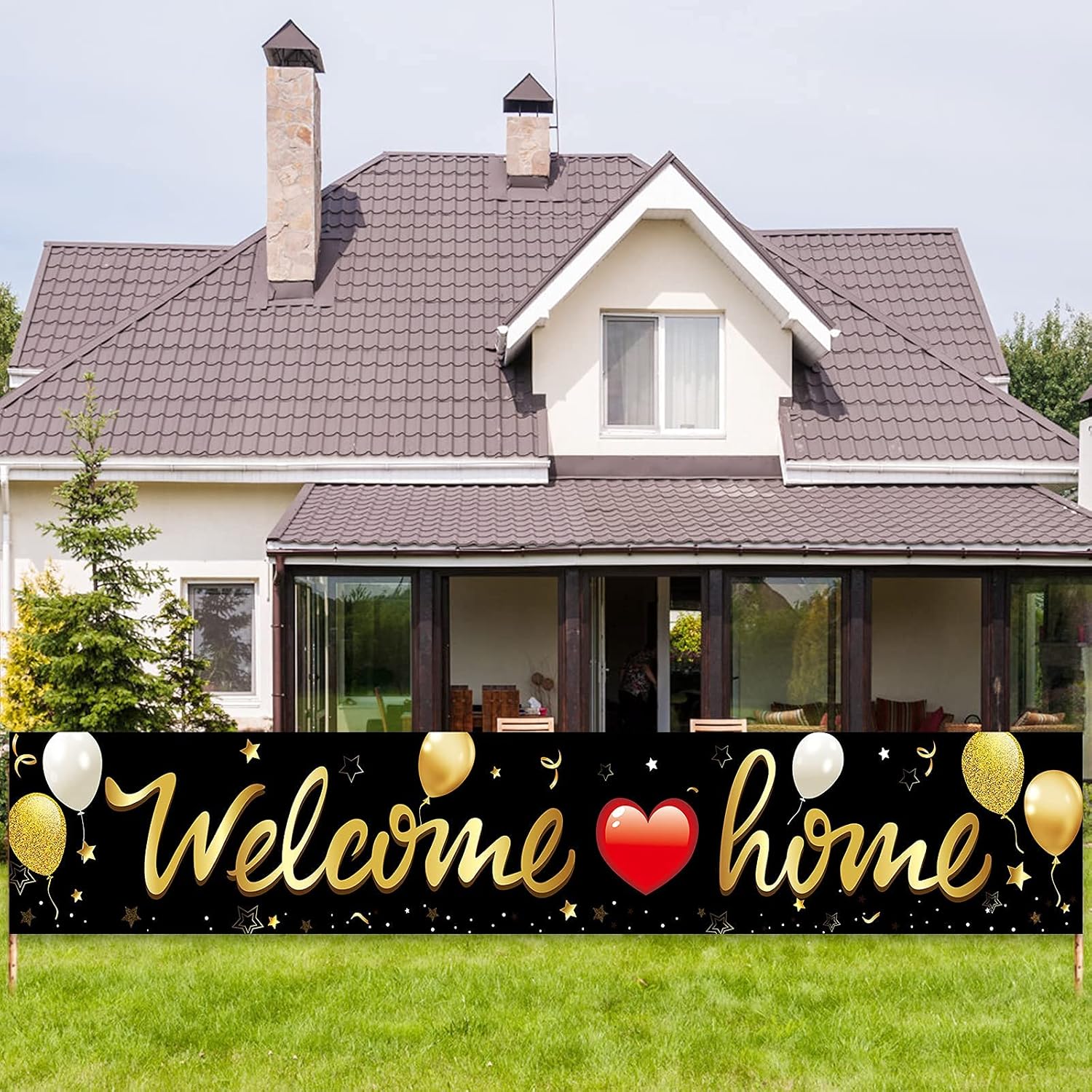 Welcome Home Banner Hanging Swirls Decorations Kit,Welcome Back Home Decor Sign for Outdoor Indoor, Military Homecoming Deployment Returning Party Supplies