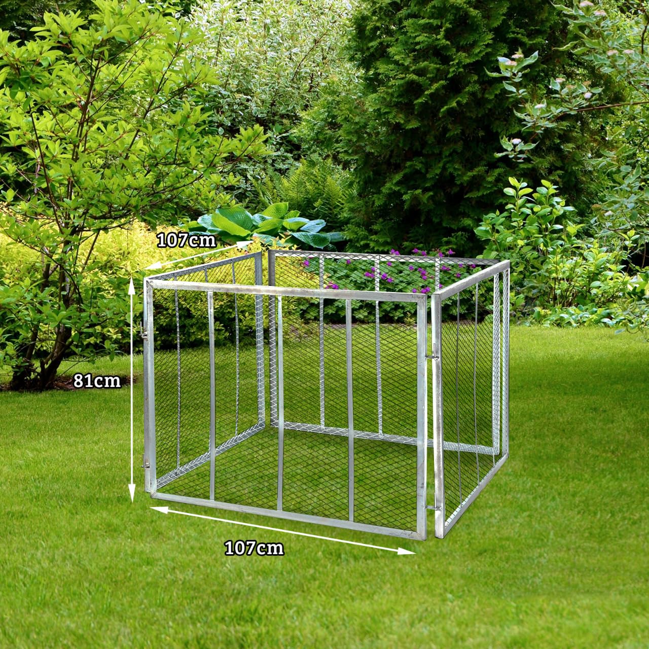 DEMA Garten Metallkomposter 107x107x81 cm – Vollverzinkter Komposter für Gartenabfälle, Robuste Bauweise, Ideal für Kompostierung