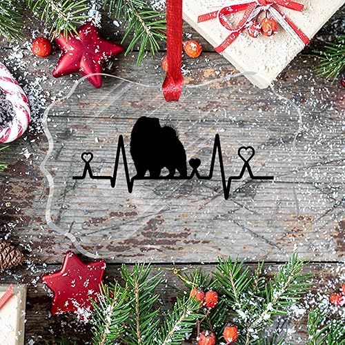Miniatura 7 de Swavecat Chow Chow - Silueta de perro, latido del corazón, adorno de Navidad, recuerdo de Chow Chow, corazón salvavidas, acrílico para árbol de