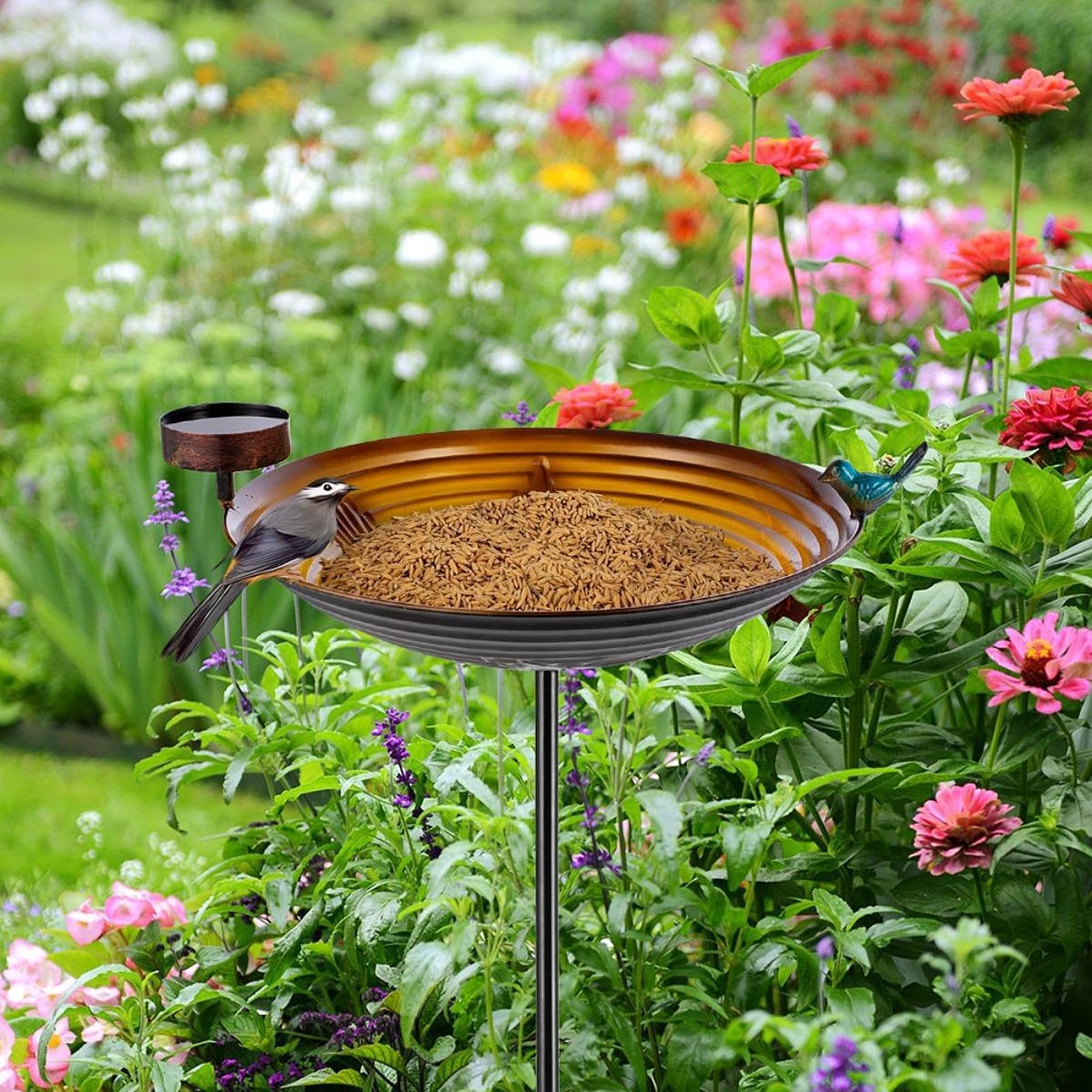Mangiatoia per Uccelli in Metallo per Decorazione da Giardino E da Esterno