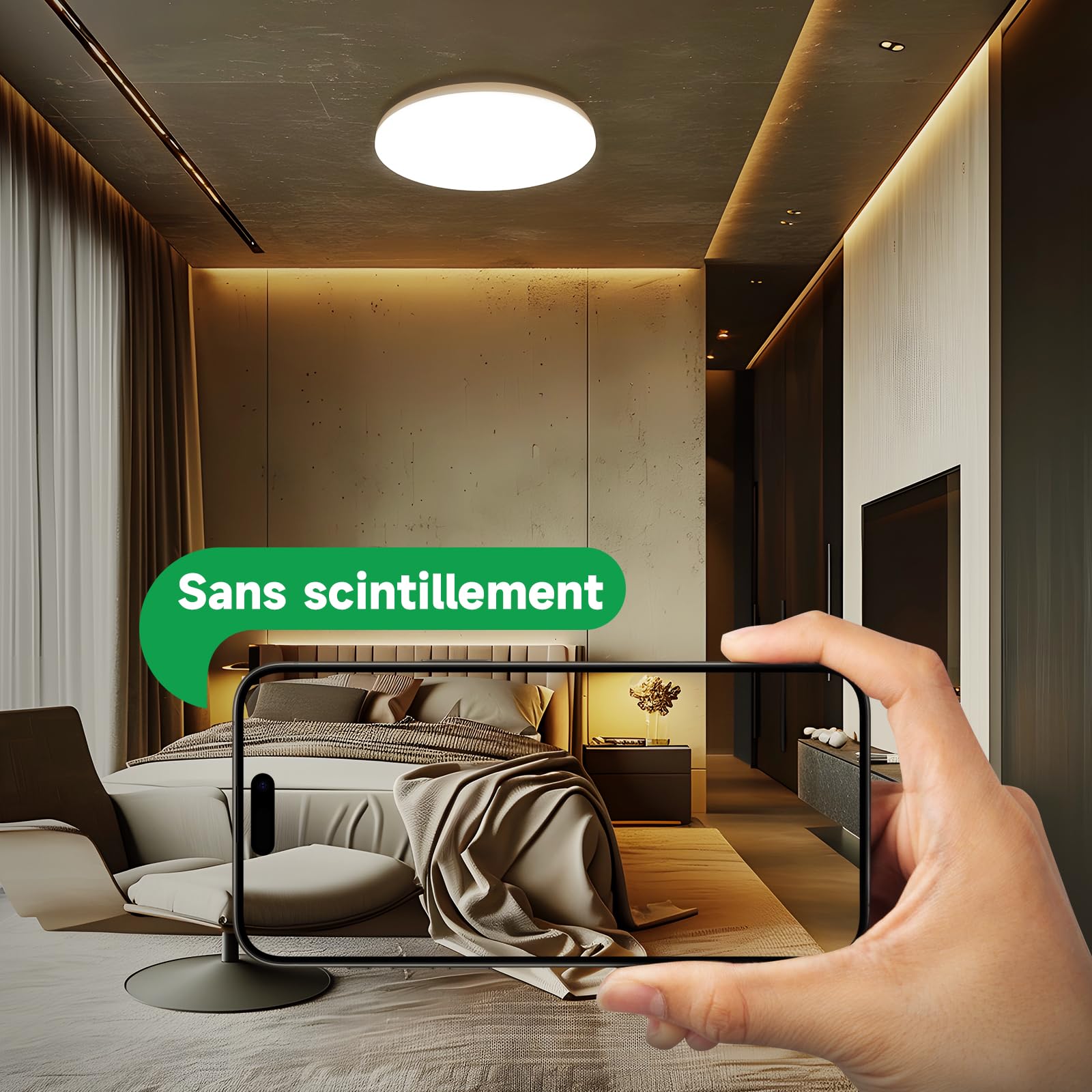 Plafonnier LED Salle de Bain LED 2-Pack | IP65 Étanche 17W 2335lm (150W) | 3000K Blanc Chaud Ø22cm