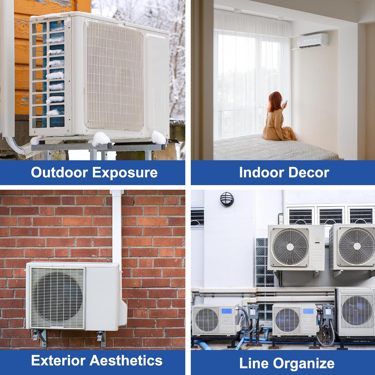 3" 10Ft PVC Decorative Line Set Cover Kit - Protection for Mini Split, Central Air Conditioner & Heat Pump(White)