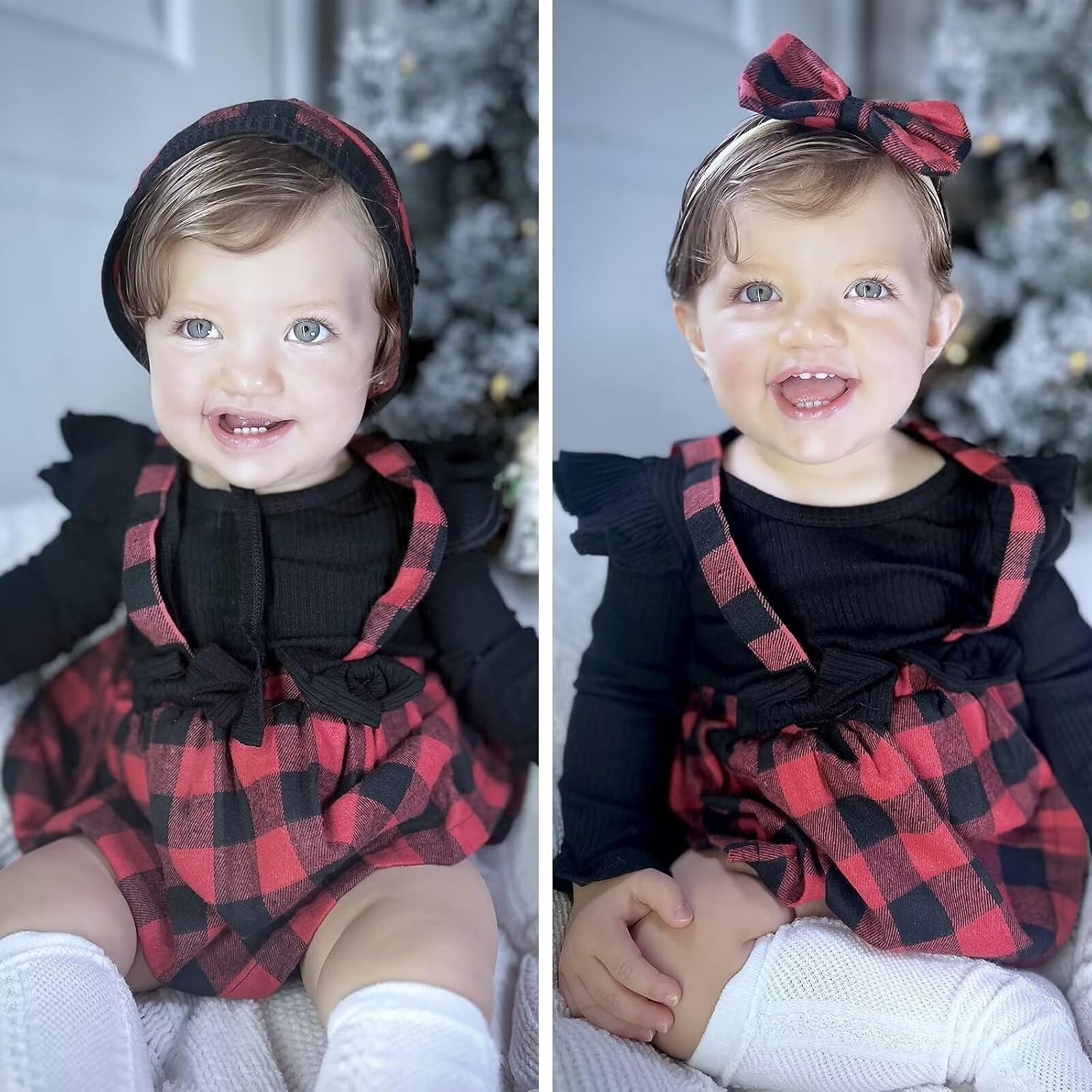 Unutiylo Preemie Newborn Baby Girl Clothes Romper Suspender Dress Fall Winter Outfits Ruffle Long Sleeve Jumpsuit