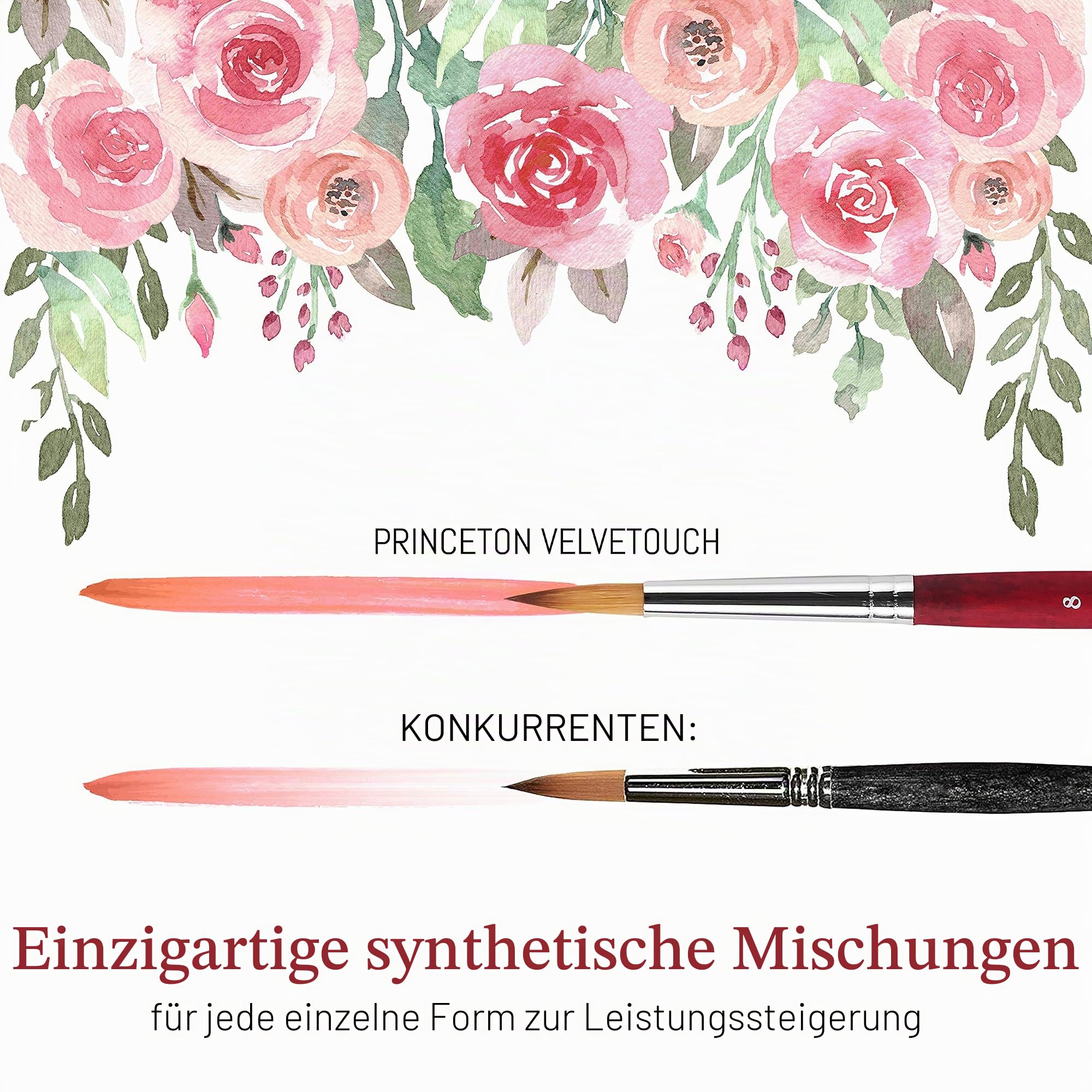 Princeton Velvetouch, Serie 3950, Pinsel für Acryl, Öl und Aquarell, 5 Stück, Spotter 5/0, Winkelschattierer, 1/4 Zoll, rund 8, Filbert 8, rund 2