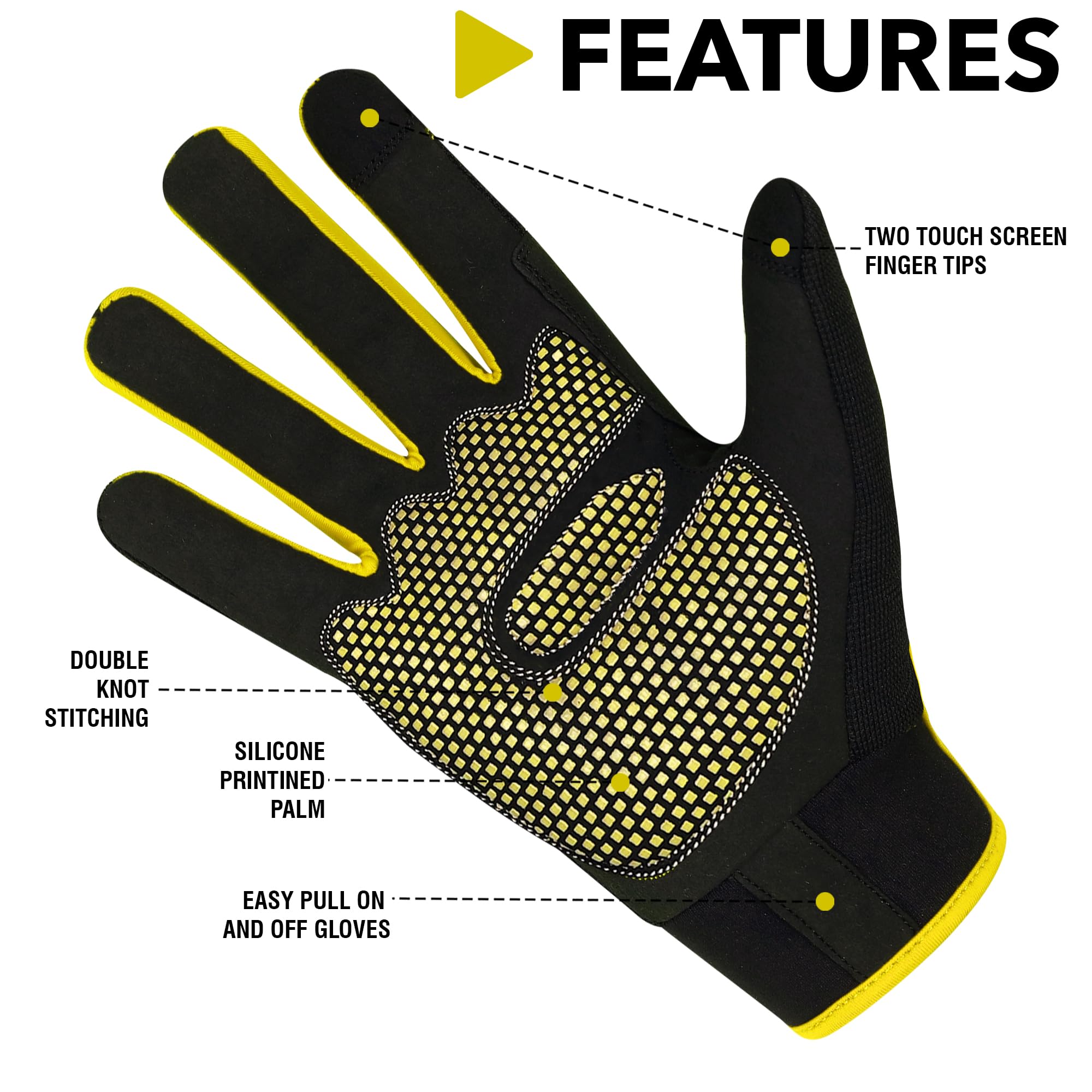 WESTWOOD FOX Mens Working Gloves Utility Workman Mechanic Gloves Touch Screen Anti slip Palm Padded Knuckles Safety Work Gloves Rigger Mechanic (Yellow, M) - Image 2