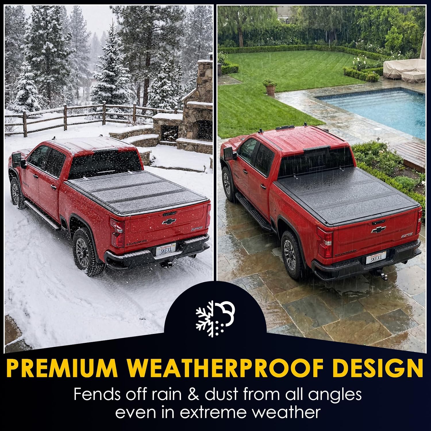 Low Profile Truck Bed Tonneau Cover for Chevy Silverado/GMC Sierra 1500 5.8ft Bed 2019-2026, Fully Folded Vertical Clearance Locking Drill-Free Install Waterproof Anti-Theft Security 69.3"