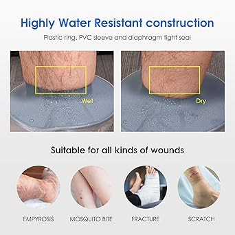 COMFYTHERA Waterproof Cast Cover for Shower Ankle Wound Protector Bath Adult Watertight Cast Bag Showering for Surgery Foot, Ankle, Burns Reusable (B-Short Leg)