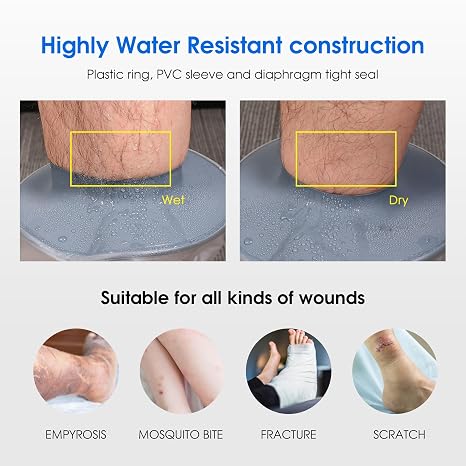COMFYTHERA Waterproof Cast Cover for Shower Ankle Wound Protector Bath Adult Watertight Cast Bag Showering for Surgery Foot, Ankle, Burns Reusable (B-Short Leg)