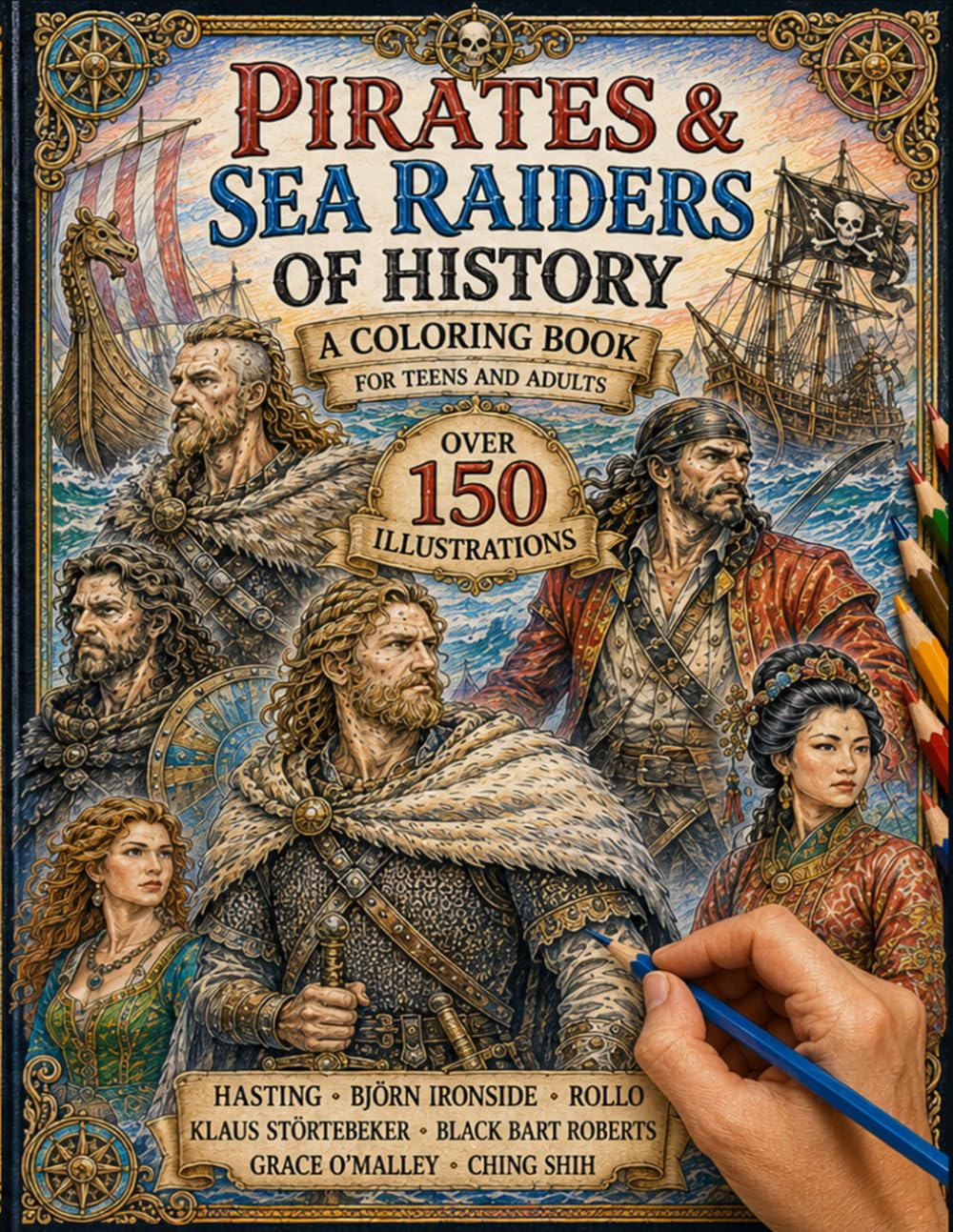 Pirates & Sea Raiders of History: Coloring Book for Teens and Adults