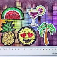 Vista 4 de Qingxi Charm 32 piezas de lentejuelas de estilos surtidos para coser o planchar en parches bordados para ropa, vestido, sombrero, pantalones