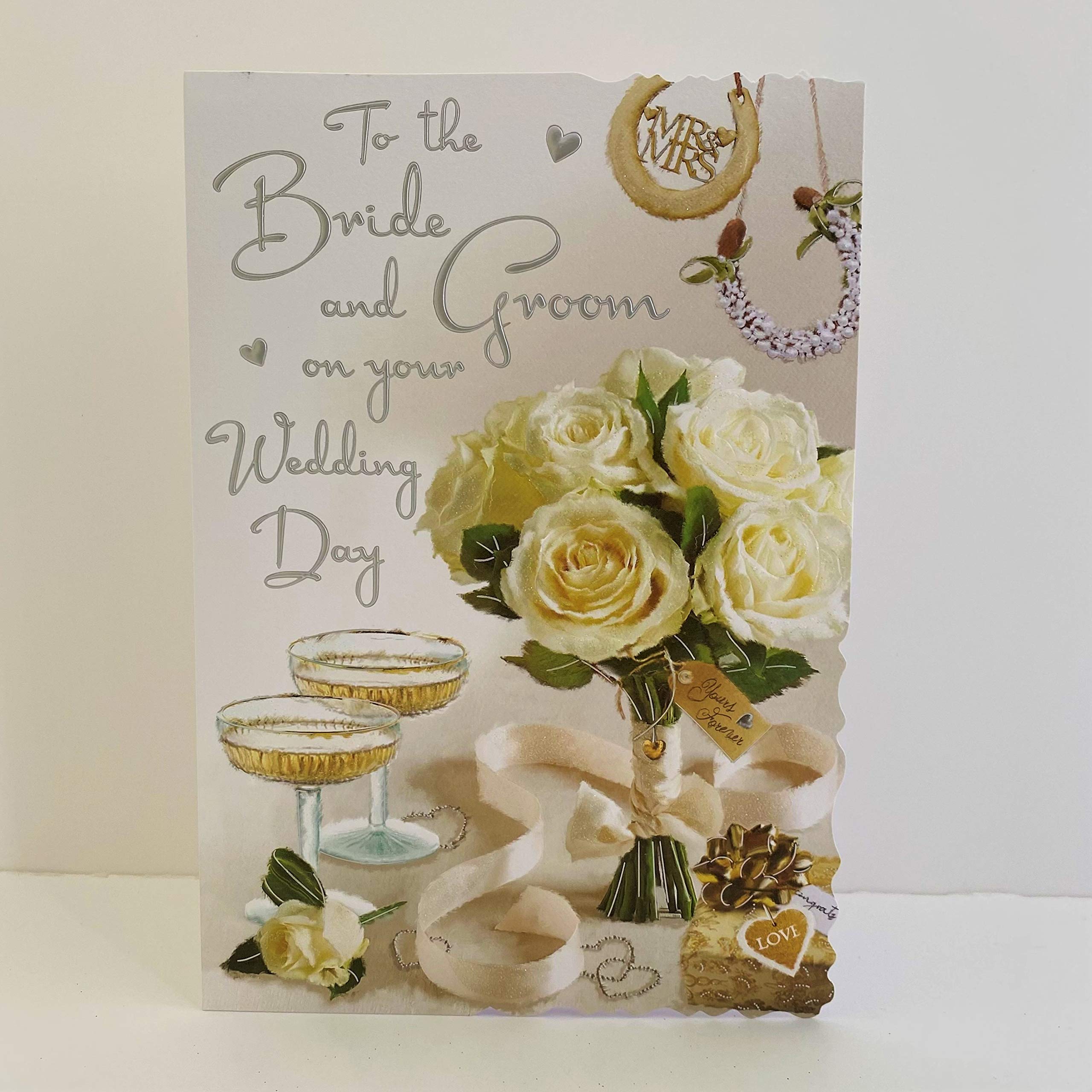 Wedding Card Champagne Glasses - Bride & Groom Gift -1